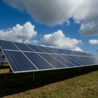 Solar solar panels in field